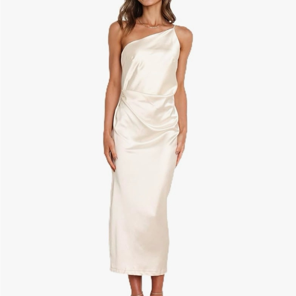 Elegant Ivory/white One-Shoulder Dress